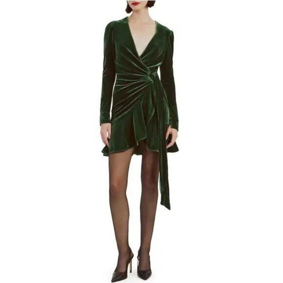 Bardot Dresses & Skirts - Bardot Deep Green Velvet Long Sleeve Dress - SZ L - NWT